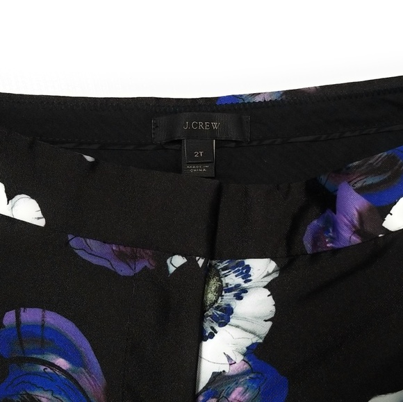 J Crew Patio Pant in Violet Poppy Purple Black Floral Ankle Pants Womens 2 Tall - Picture 4 of 8